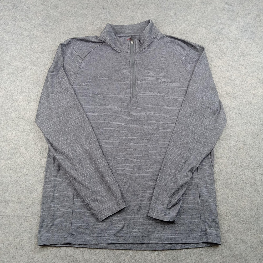 TravisMathew Pullover Mens Medium Gray 1/4 Zip Long‎ Sleeve Golf Top Stretch
